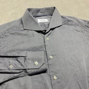 Eton Men's Slim Dress Shirt 42 16.5 Gray/Silver Micro Gingham Check